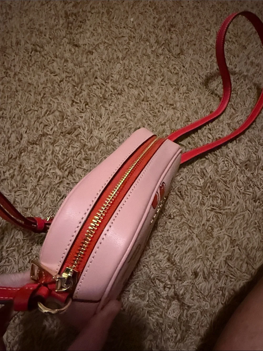 Coach Pink Cherry Print Crossbody with Red Strap